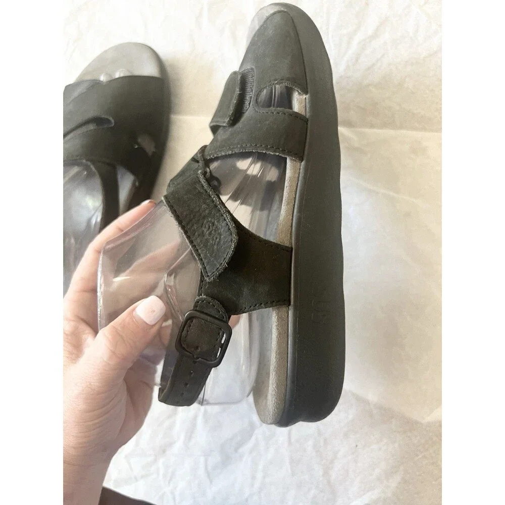 SAS Tripad Comfort Slingback Sandal Womens Black Leather Adjustable Size 9